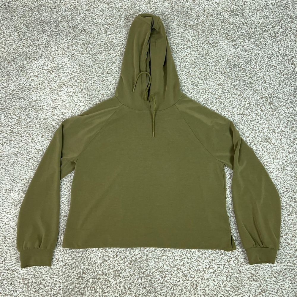 Athleta‎ Hoodie Womens Large Green Pullover Lightweight Stretch Raglan Seasoft